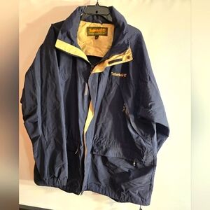 TIMBERLAND VINTAGE MEN'S WEATHERGEAR RAIN JACKET BLUE/TAN SIZE XLARGER